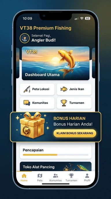 Layar utama vt38 — antarmuka bersih setelah instalasi